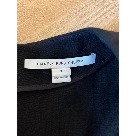 Diane Von Furstenberg Dayton Leather Panel Color Block Midi Dress Size 6 Stretch - Picture 3 of 8